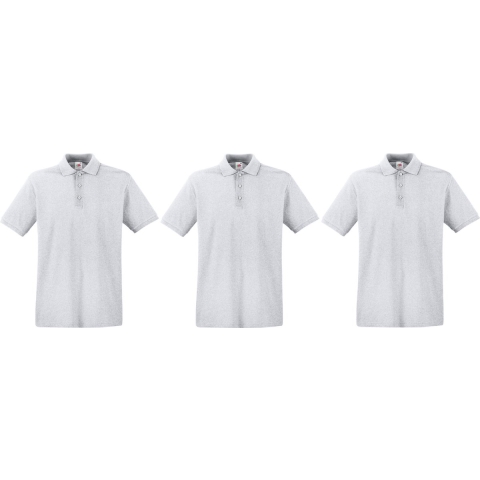 3-Pack maat XL lichtgrijs poloshirt premium van katoen voor heren -