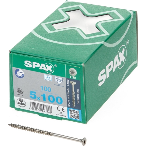 SPAX 197000501003 SPAX Seko-T-Tg Houtschroef 5 mm 100 mm Torx, Binnen-T RVS V2A Roestvast 100 stuk(s)