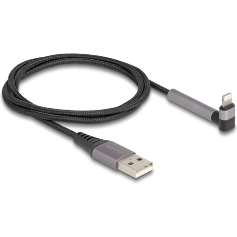 Delock USB-laadkabel USB 2.0 Apple Lightning stekker, USB-A stekker 1.50 m Zwart, Grijs 85404