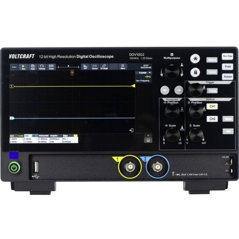 VOLTCRAFT DOV1002 Digitale oscilloscoop 100 MHz 2-kanaals 1.25 GSa/s 50 Mpts 12 Bit Digitaal geheugen (DSO) 1 stuk(s)