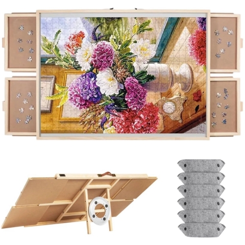 DIYDash Draaibare Puzzeltafel Met Opbergsysteem - 1500 Stukjes - 4 Lades - Mat - Bord - Plaat - Plan