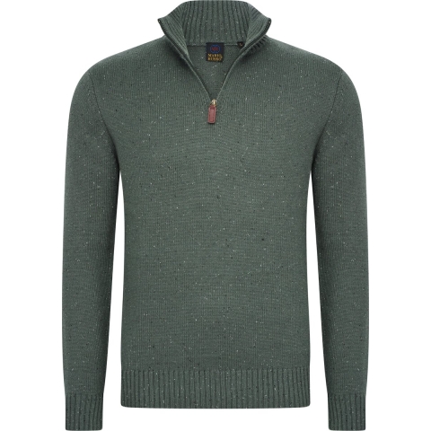 Mario Russo Skipper - Heren Trui - Half Zip - Groen - L