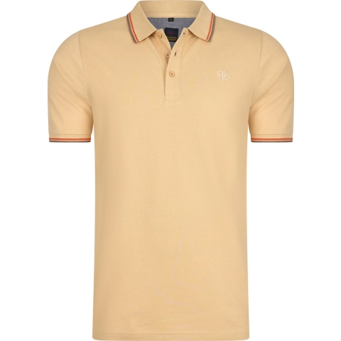Mario Russo Polo shirt Edward Voor Heren - Katoen - Beige - Maat XL