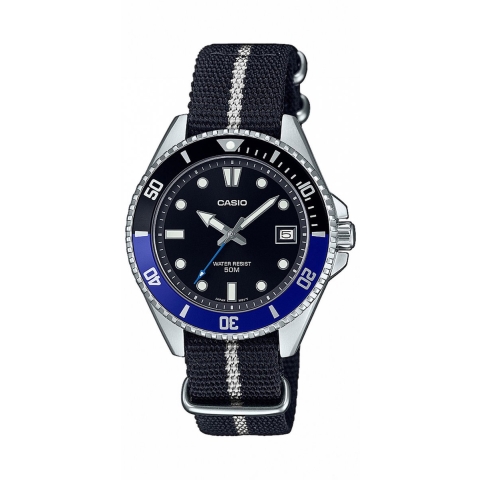 Casio Casio Collection MDV-10C-1A2VEF Horloge - Textiel - Zwart - 36 mm