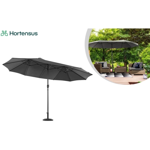 Hortensus Dubbele Parasol– UV80&Waterbestendig– Inclusief Beschermhoes – 460 x 270 x 255 cm – Zw