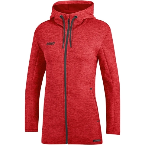 JAKO 6829D Jas Met Kap Premium Basics Dames - Rood Gemeleerd - 38