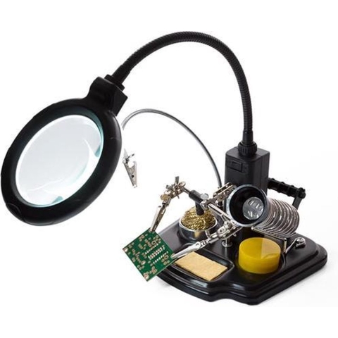 Velleman Multifunctionele derde hand met vergrootglas en soldeertools, ideaal voor precisiewerk met ledloeplamp