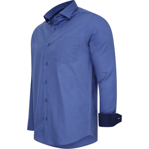 Cappuccino Italia - Heren Overhemden Stretch Overhemd Milano - Blauw - Maat L