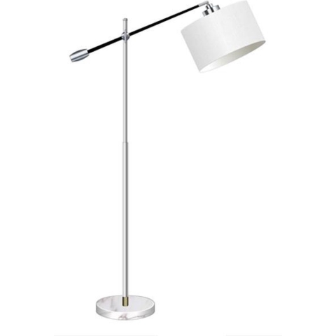 Staande vloerlamp booglamp verstelbaar zilver wit creme lampenkap
