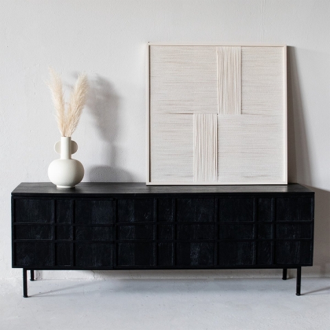 Giga Meubel Tv-meubel Zwart - Mangohout - 160cm - Tv-meubel Koen