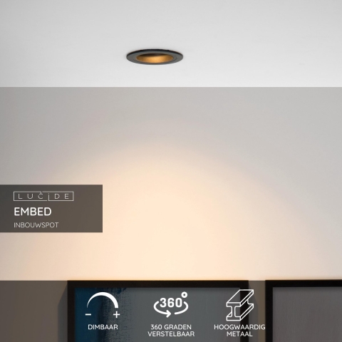 Lucide EMBED - Inbouwspot - Ø 9,1 cm - 1xGU10 - Zw