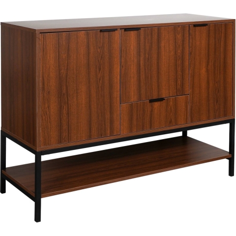 sweeek - Walnootkleurig houten 3-deurs dressoir