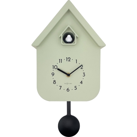 NeXtime - Wandklok 21,5x41,5x8,5 cm - Pendule - Olijfgroen - Plastic -