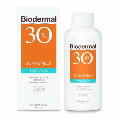 3x Biodermal Hydraplus Zonnemelk SPF 30 200 ml