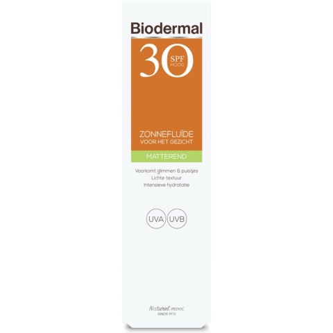 2x Biodermal Zonnefluïde Gezicht Matterend SPF 30 40 ml