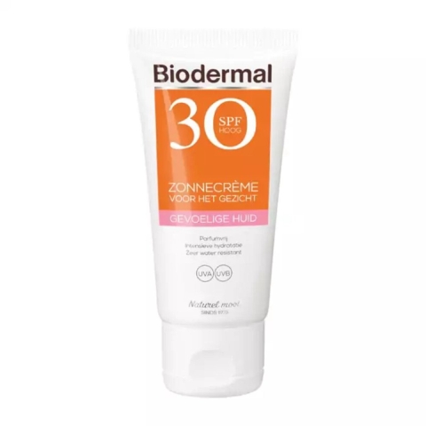 2x Biodermal Zonnecreme Gezicht Gevoelige Huid SPF 30 50 ml