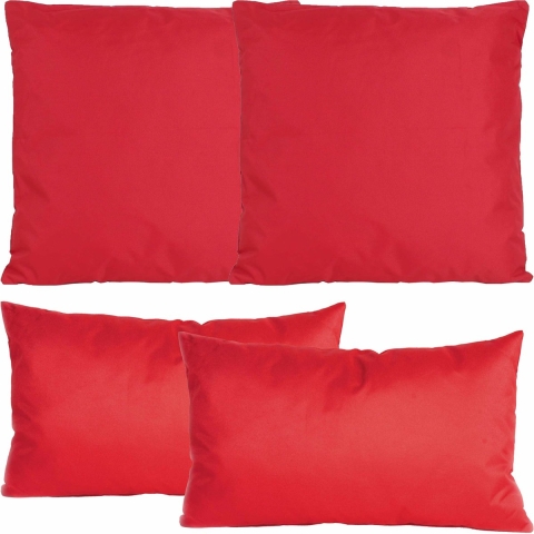 Bank/tuin kussens set - binnen/buiten - 4x stuks - rood - In 2 formaten laag/hoog -