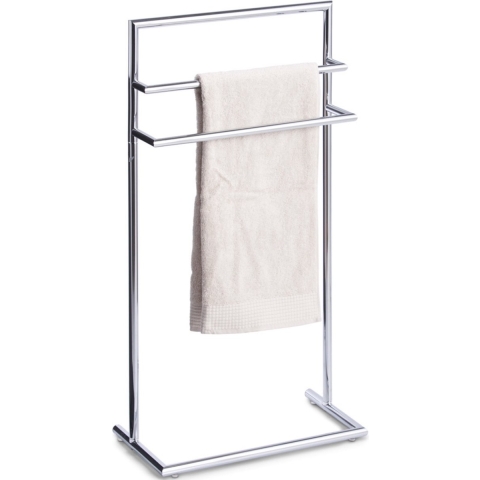 Luxe handdoek badkamer rek - zilver - 3 stangen - metaal - 44 x 83 cm -