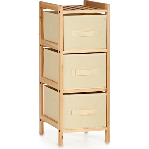 Badkamerkastje/opbergkastje - met 3x manden - 29 x 28 x 70 cm - Dennenhout -