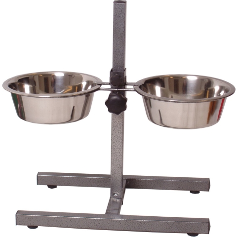 Honden/huisdieren voederbak en drinkbak H standaard 21 cm RVS -