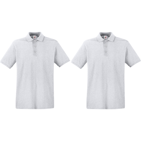 2-Pack maat 2XL lichtgrijs poloshirt premium van katoen voor heren -