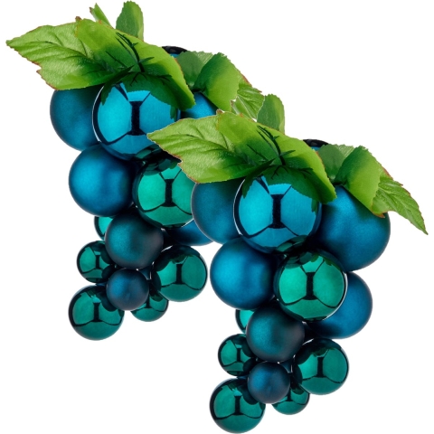 2x stuks decoratie druiventros blauw van kunststof 28 cm -