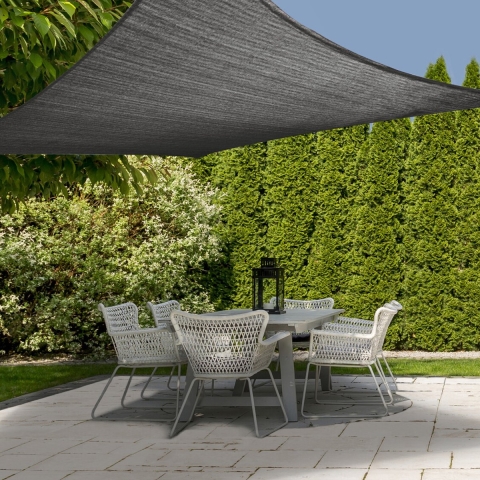 Schaduwdoek/zonnescherm vierkant grijs 3 x 3 meter -