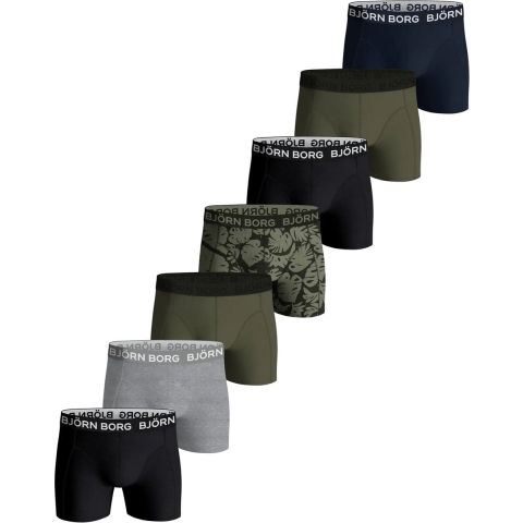 Björn Borg Boxershorts - 7-pack - Zwart/Groen/Blauw/Melange/Prin - Björn Borg - 7-8 jaar (122-128) - Boxershorts