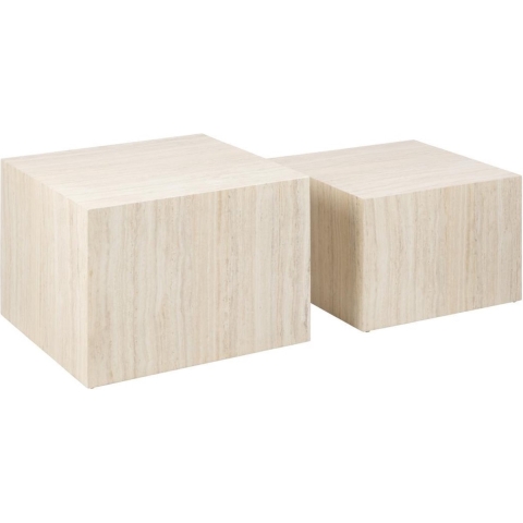 by fonQ Dice Bijzettafel Set van 2 - Vierkant - Crème