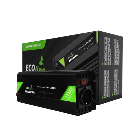 EcoLine - Omvormer 24V Naar 220V/230V - 1000w Vermogen - Zuivere sinus - Auto omvormer - Remote Controlled