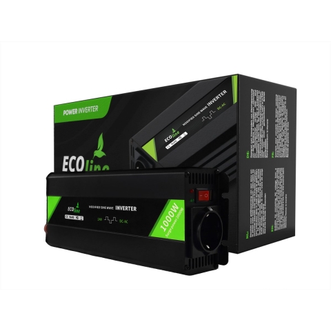 EcoLine - Omvormer 24V Naar 220V/230V - 1000w Vermogen - Gemodificeerde sinus - Auto omvormer
