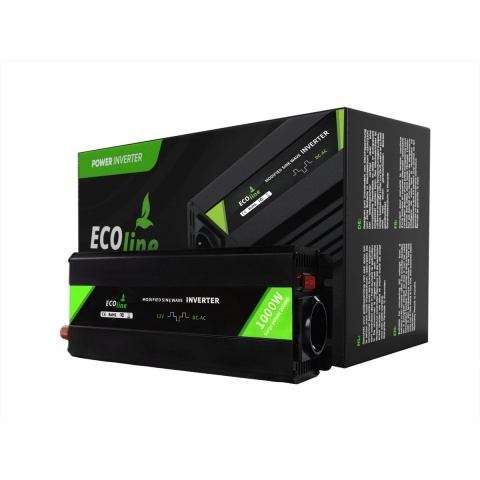 EcoLine - Omvormer 12V Naar 220V/230V - 1000w Vermogen - Gemodificeerde sinus - Auto omvormer