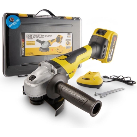 Powerplus-XB POWXB20050 Haakse slijper - 20 V - 125mm slijpschijf - borstelloze motor - Incl. 4000mAh accu en lader