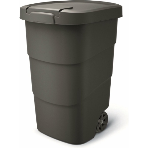 Afvalcontainer/rolemmer Wheeler - zwart - 95 liter - 54 x 50 x 76 cm - huis/tuin afval scheiden -