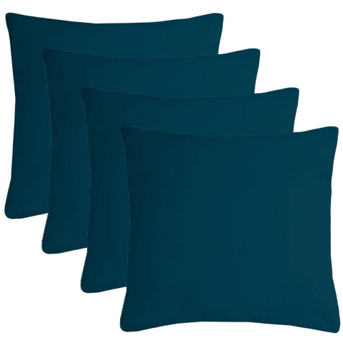 Stof Textile sierkussen Nelson - 4x - petrol blauw - 40 x 40 cm - bank kussens - polyester -