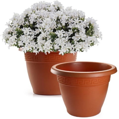 Plasticforte Plantenpot - 2x - terracotta bruin - D50 x H40 cm - bloempot - kunststof - rond -