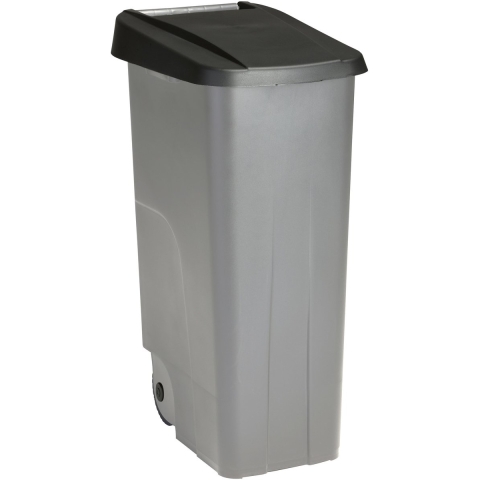 Afvalcontainer/rolemmer Basic - zwart - 110 liter - 57 x 42 x 88 cm - huis/tuin afval scheiden -