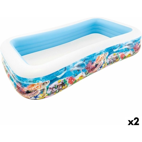 Opblaasbaar Kinderzwembad Intex Tropisch 305 x 56 x 183 cm 1020 L (2 Stuks)