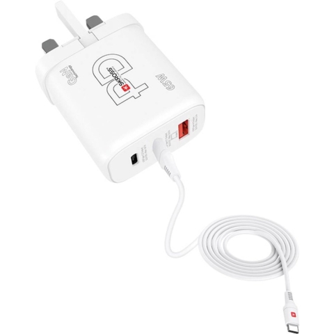 Skross Power Charger 65W PD GaN Combo+ UK USB-oplader 65 W 1x USB-A, 2x USB-C USB PD Binnen