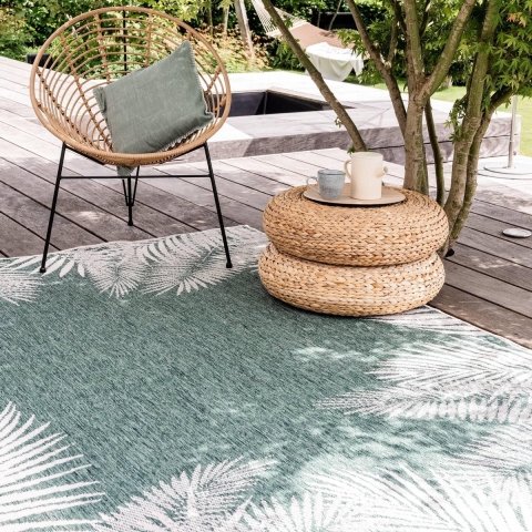 Eva Interior Buitenkleed Rond Leaf - Groen - dubbelzijdig 200cm
