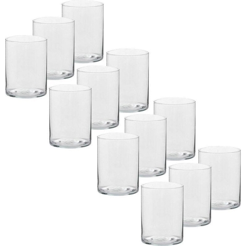12x Hoge theelichthouders/waxinelichthouders glas 5,5 x 6,5 cm -