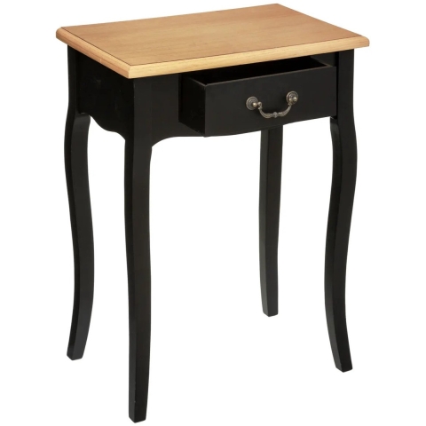Bijzettafel/nachtkastje Palace - zwart/naturel - MDF hout - 1 lade - 47 x 30 x 66 cm -