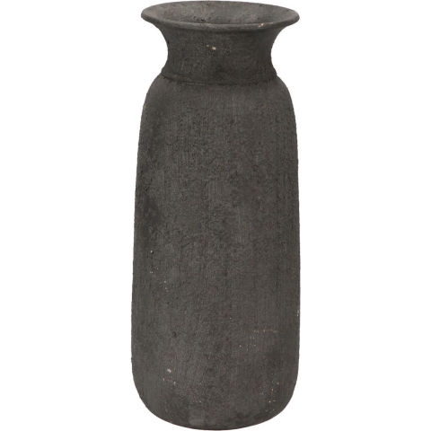 DK Design Bloemenvaas kruik model Maya - verweerd zwart - D18 x H40 cm - rustieke vaas -
