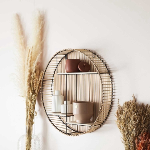 Wandplank/wandrek Ibiza - naturel - Boho stijl - 3 plankjes - 53 x 12 cm -