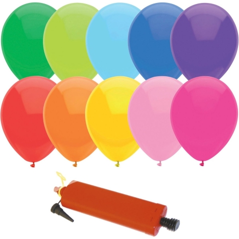 300x Gekleurde latex ballonnen met ballonnenpomp -