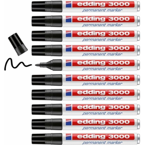 Edding edding 3000 4-30000-001 Permanent marker Zwart Watervast: Ja