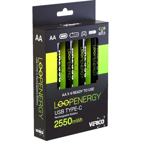 Verico LoopEnergy USB-C® Oplaadbare batterij (USB-C) Li-ion 1700 mAh 1.5 V 4 stuk(s)