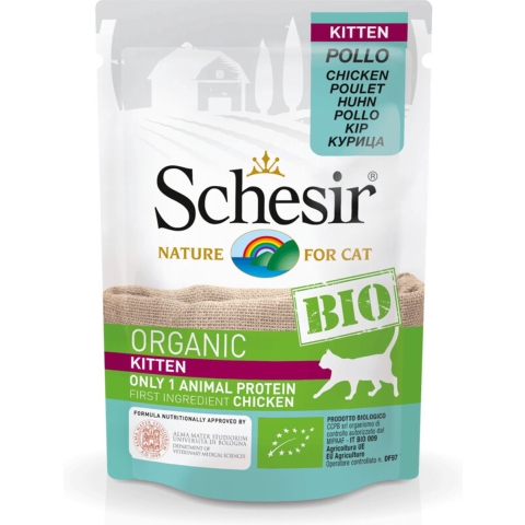 16x Schesir Kattenvoer Kitten Bio Kip 85 gr