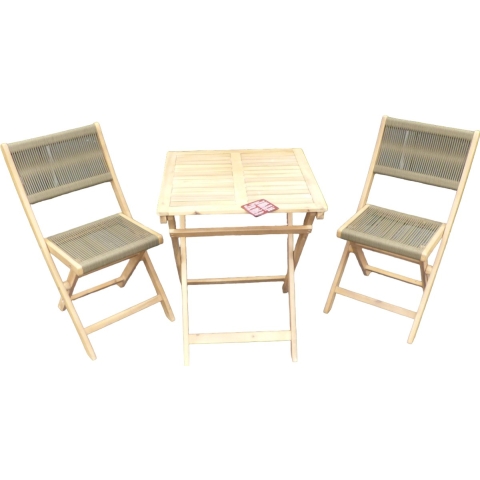 Melun inklapbare set olive green/acacia light teak look - Eurofleur aanbieding