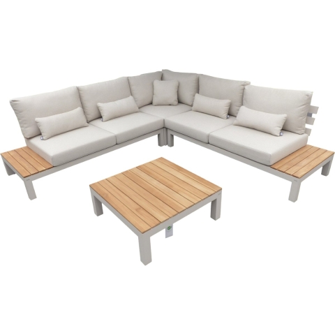 Vita cornerset camel sand/teak inclujsief natural mixed weave kussens - Yoi